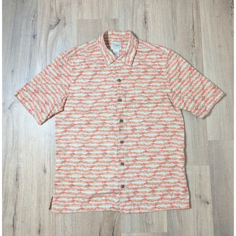 LL Bean Size S Tropics Shirt Traditional Fit Geometric Short Sleeve Resort - Picture 3 of 10